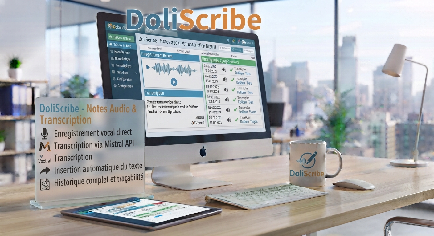 DoliScribe — Audio notes and Mistral transcription in Dolibarr