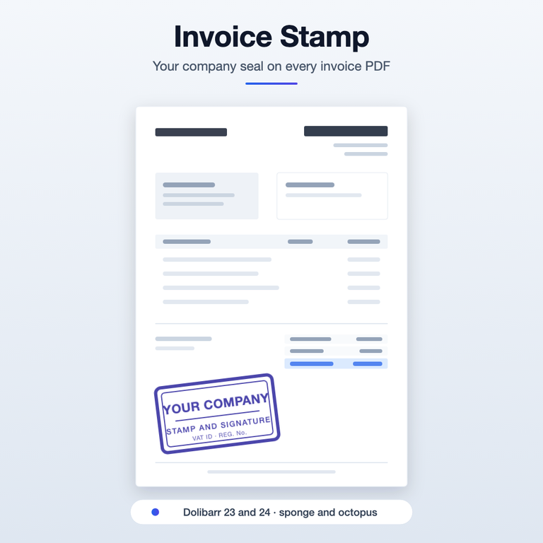 Invoice Stamp - company seal and signature on invoice PDFs