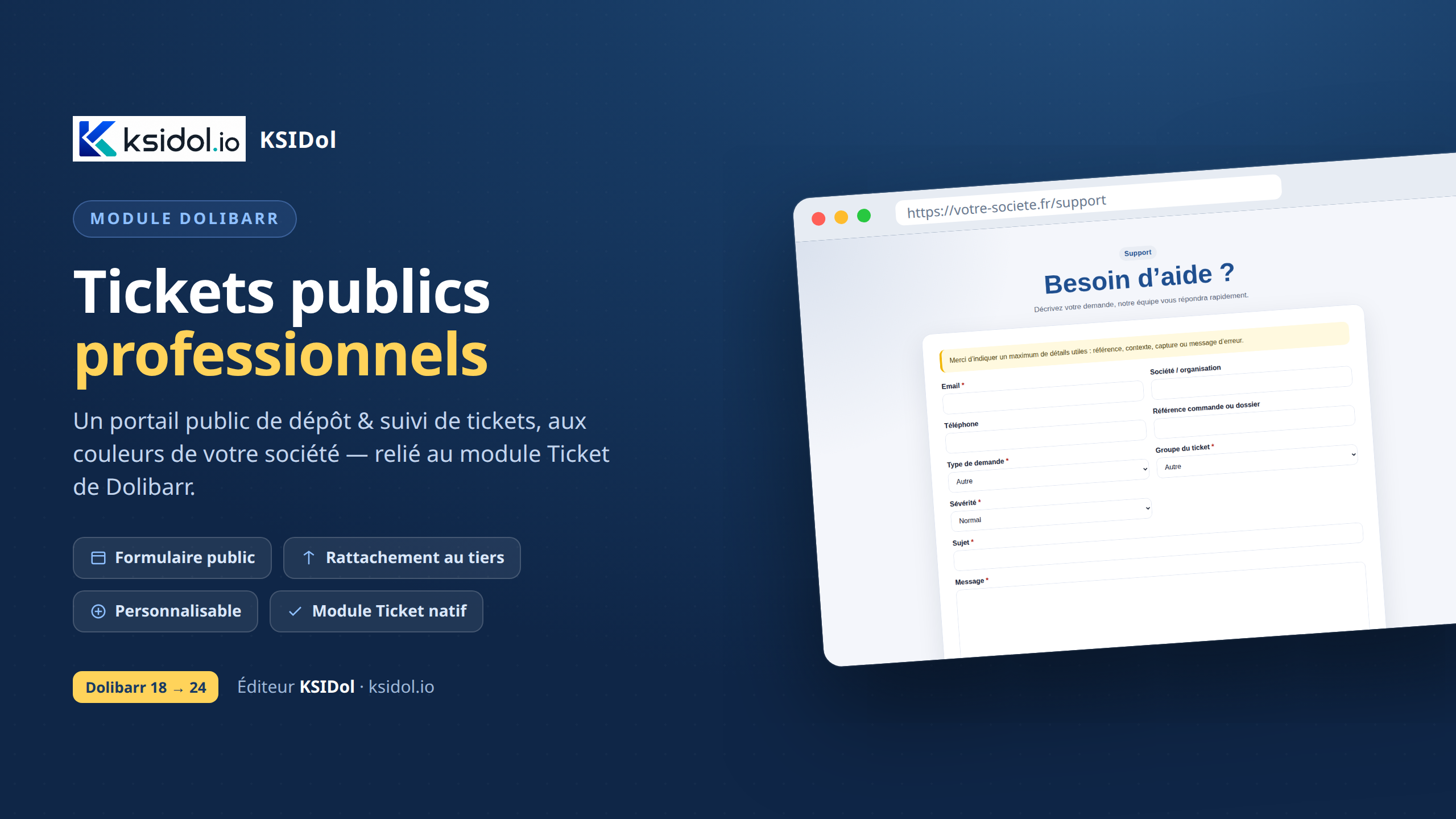 Professional public tickets for Dolibarr — customer submission & tracking
