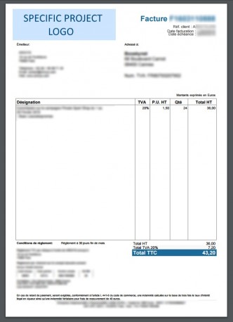 Moderna - Invoice with logo of the linked project