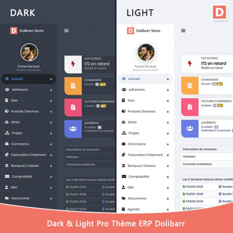 Dark & ​​Light Pro ERP Dolibarr Thema