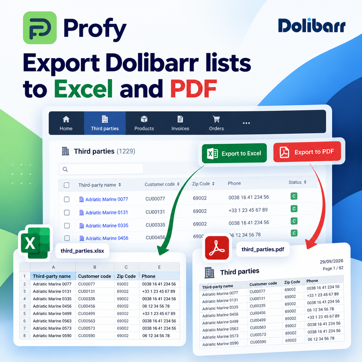 Profy Export - lists to Excel and PDF