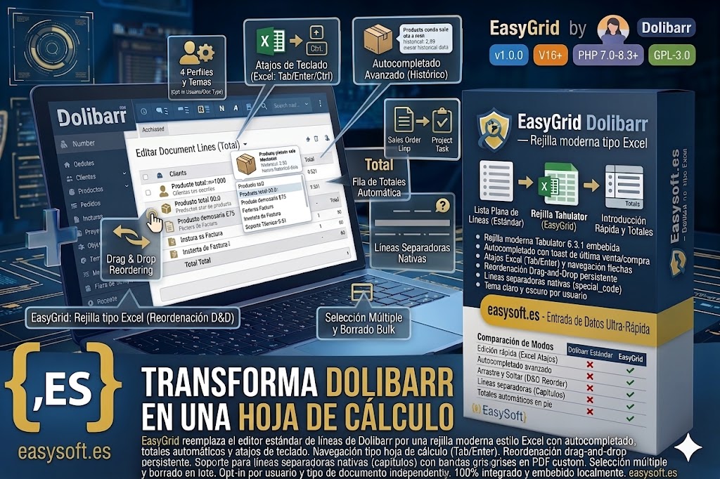 EasyGrid - Tabellenkalkulations-Zeileneditor für Dolibarr