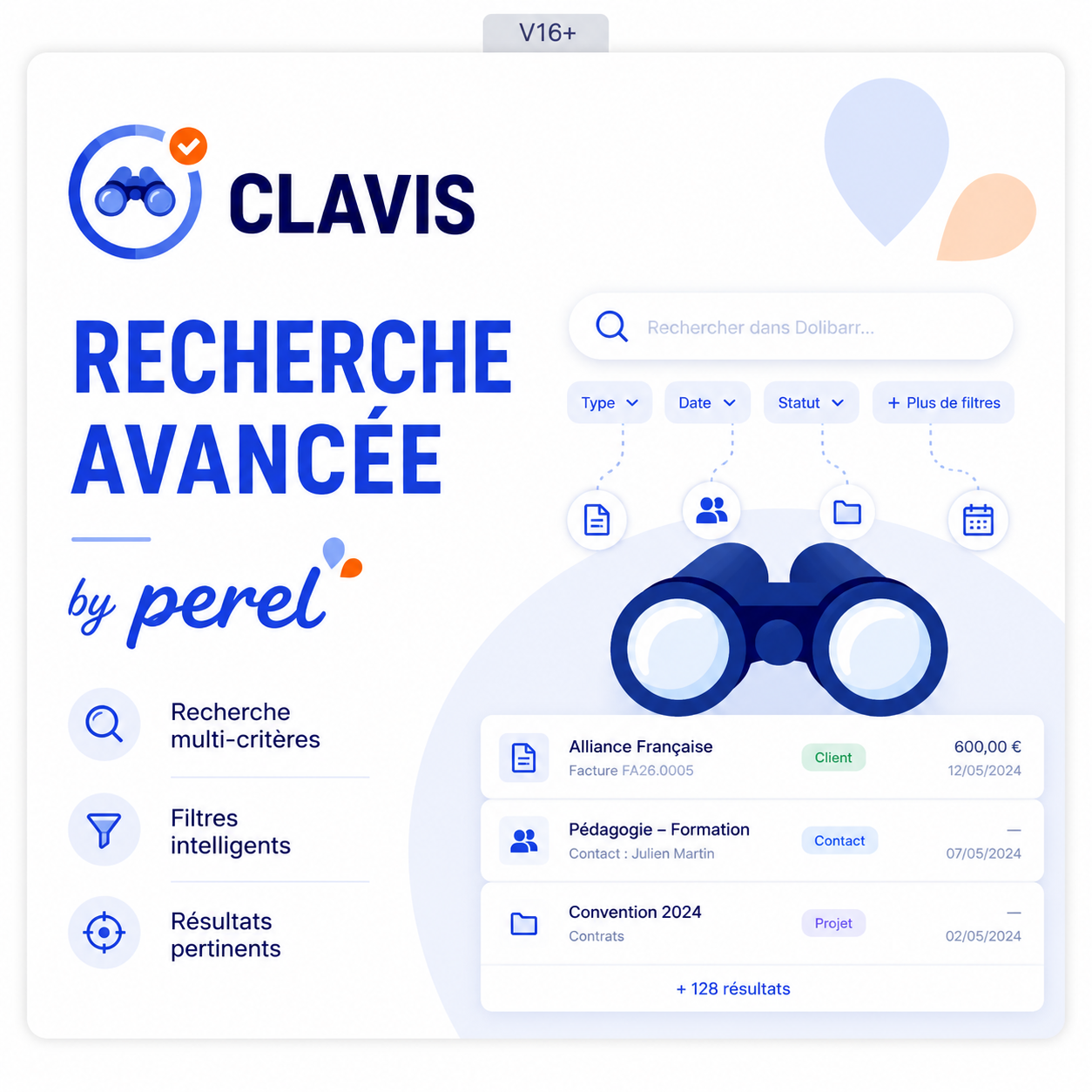 Clavis – Combine third parties, contacts, invoices and payments on a single line with advanced tag filtering