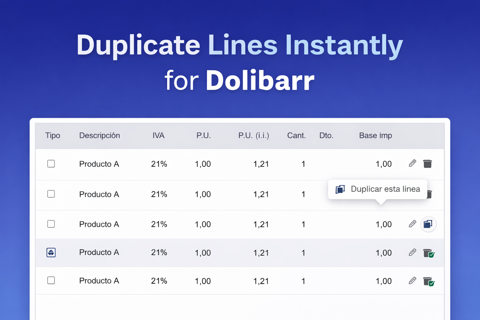 DuplicarJG – Duplicate Line for Dolibarr