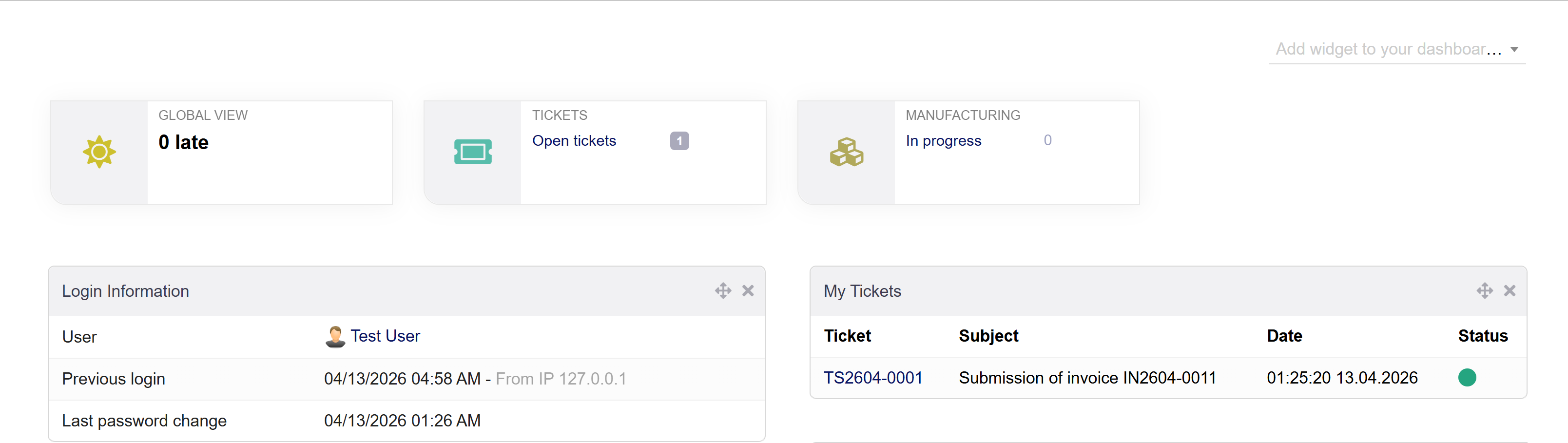 Tickets widget