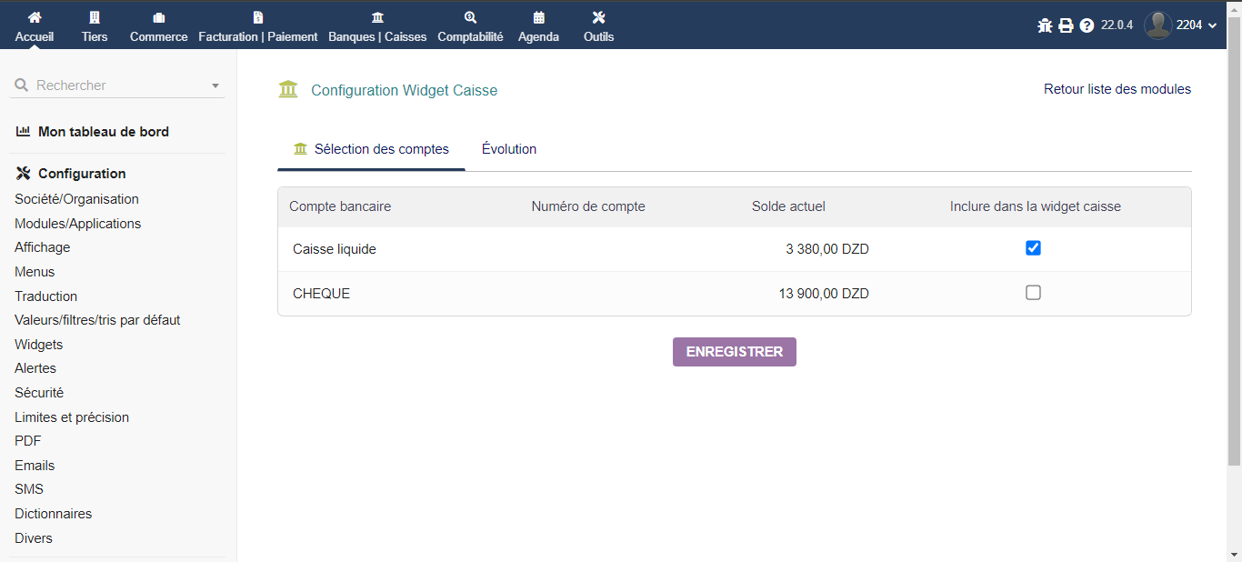 Caisse Module & Widget: Instant Cash Flow Overview
