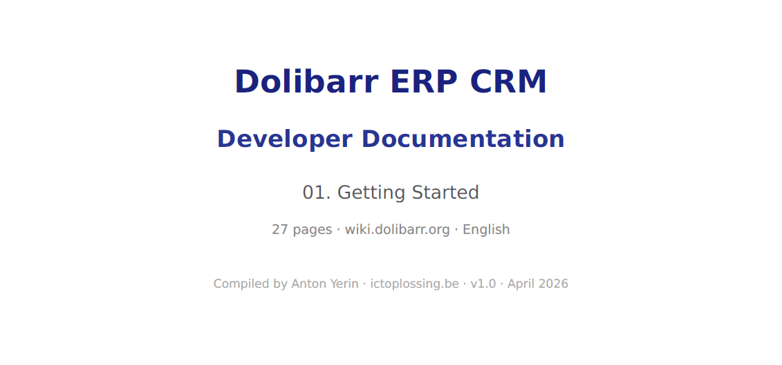 Dolibarr Developer Documentation – Complete PDF Bundle (10 volumes, 90% English)