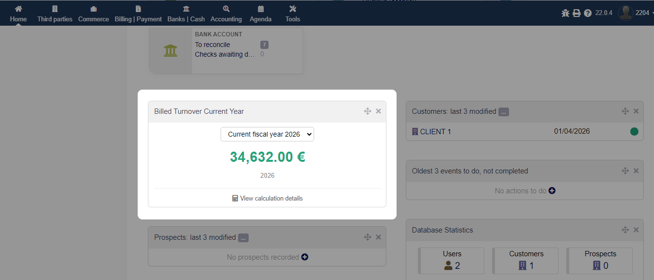 Fakturierter Umsatz – Widget & Modul