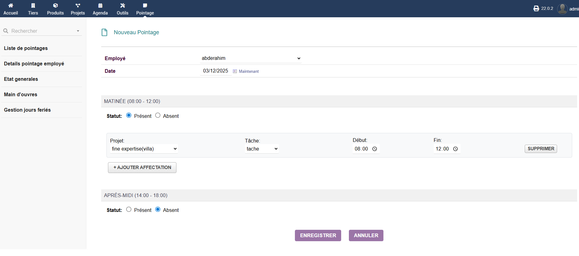 Intervention Time Tracking Module – Employee Field Work Management