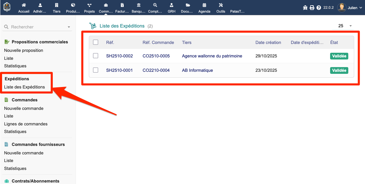 Shipment List – Complete Shipments Overview for Dolibarr