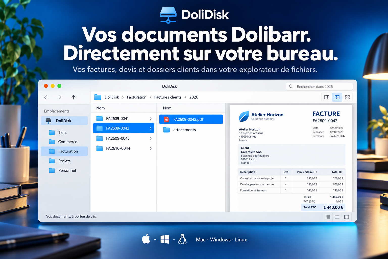 DoliDisk - Vos documents Dolibarr, directement sur votre bureau