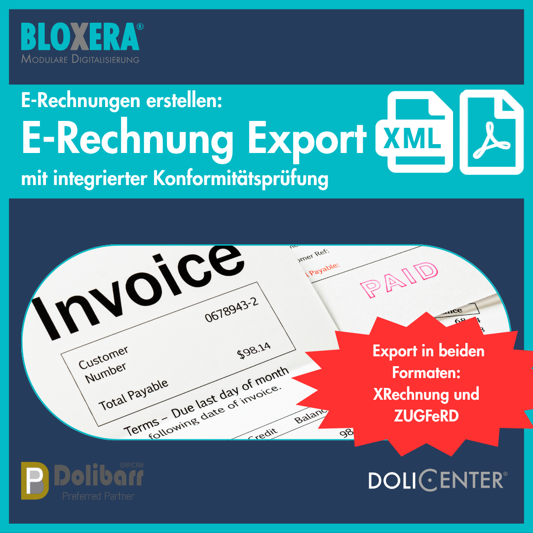 E-Invoice Export (XRechnung and ZUGFeRD) - with Conformity Check