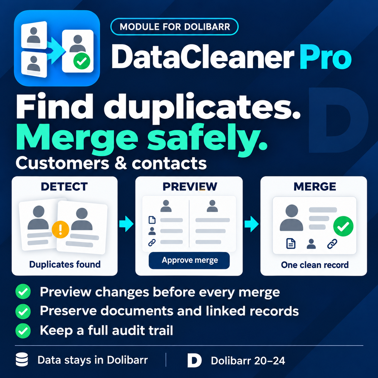 DataCleaner Pro: Duplicate customers and contacts (detect, preview and merge safely)