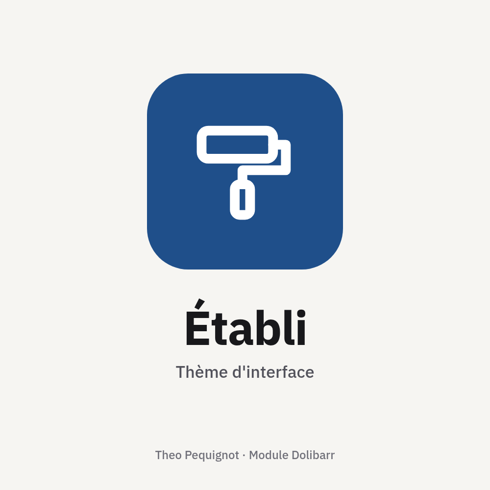 Établi: modern interface theme for Dolibarr, module rail and tabs