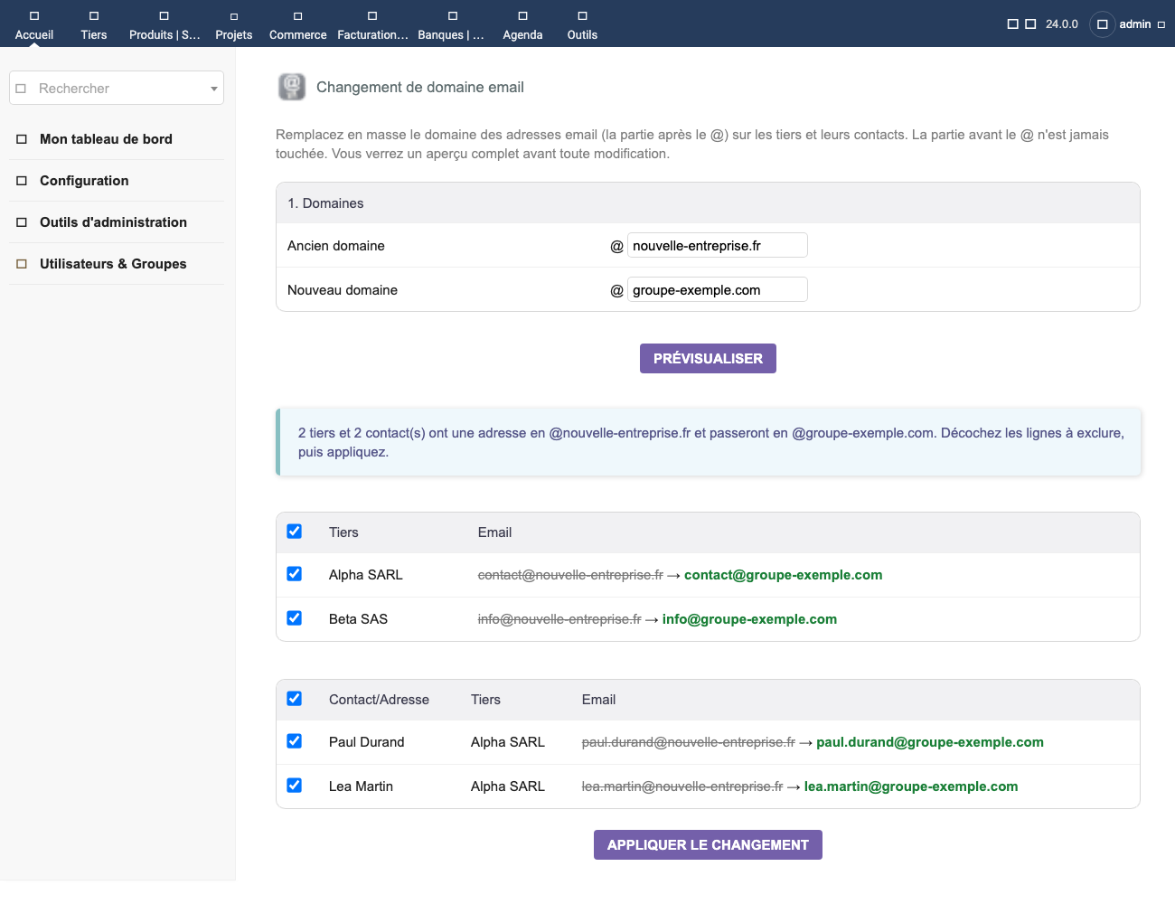 Email domain changer