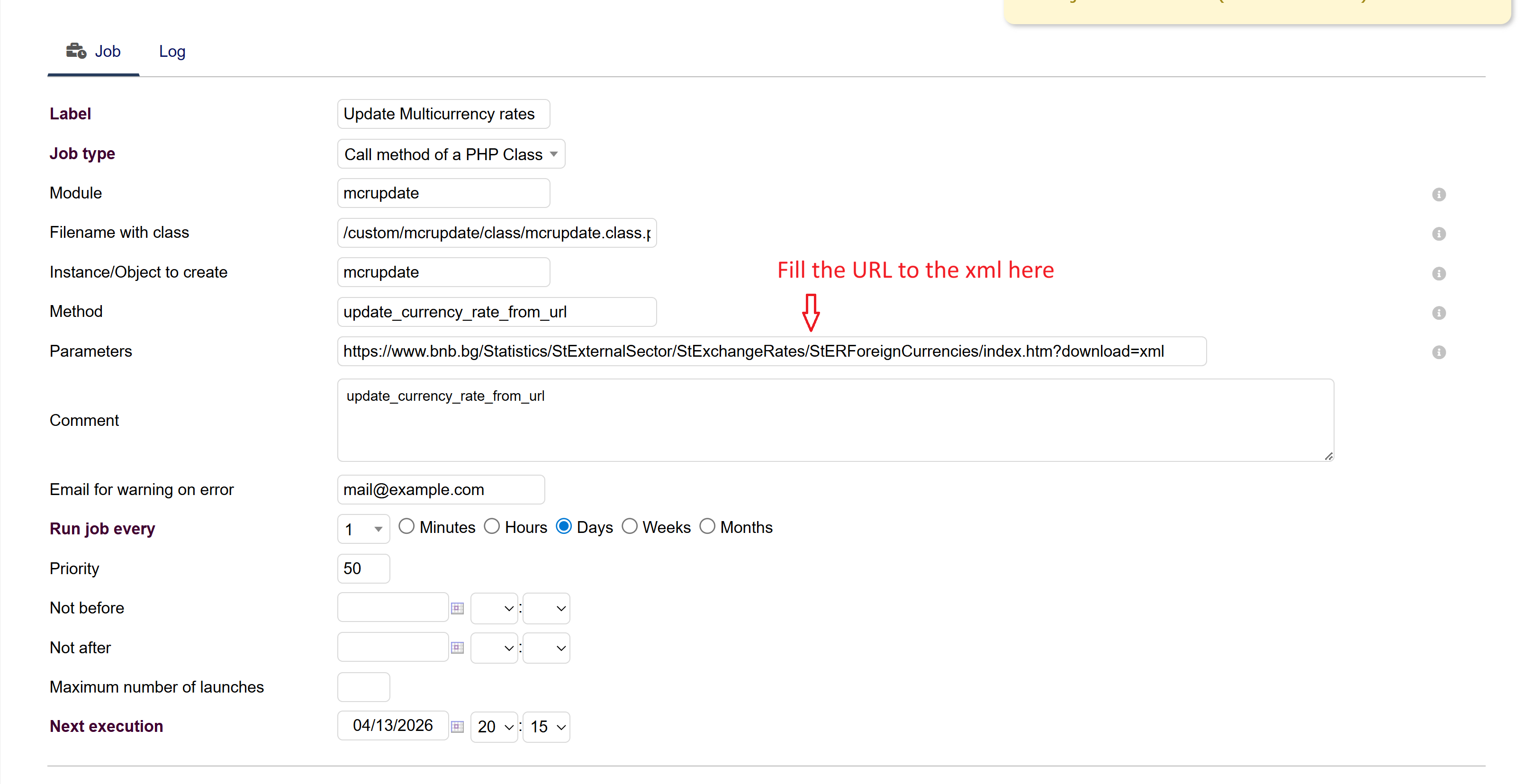 Update currency rate