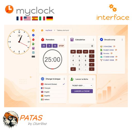 myClock : Time, breadcrump, Pomodoro and Calculator