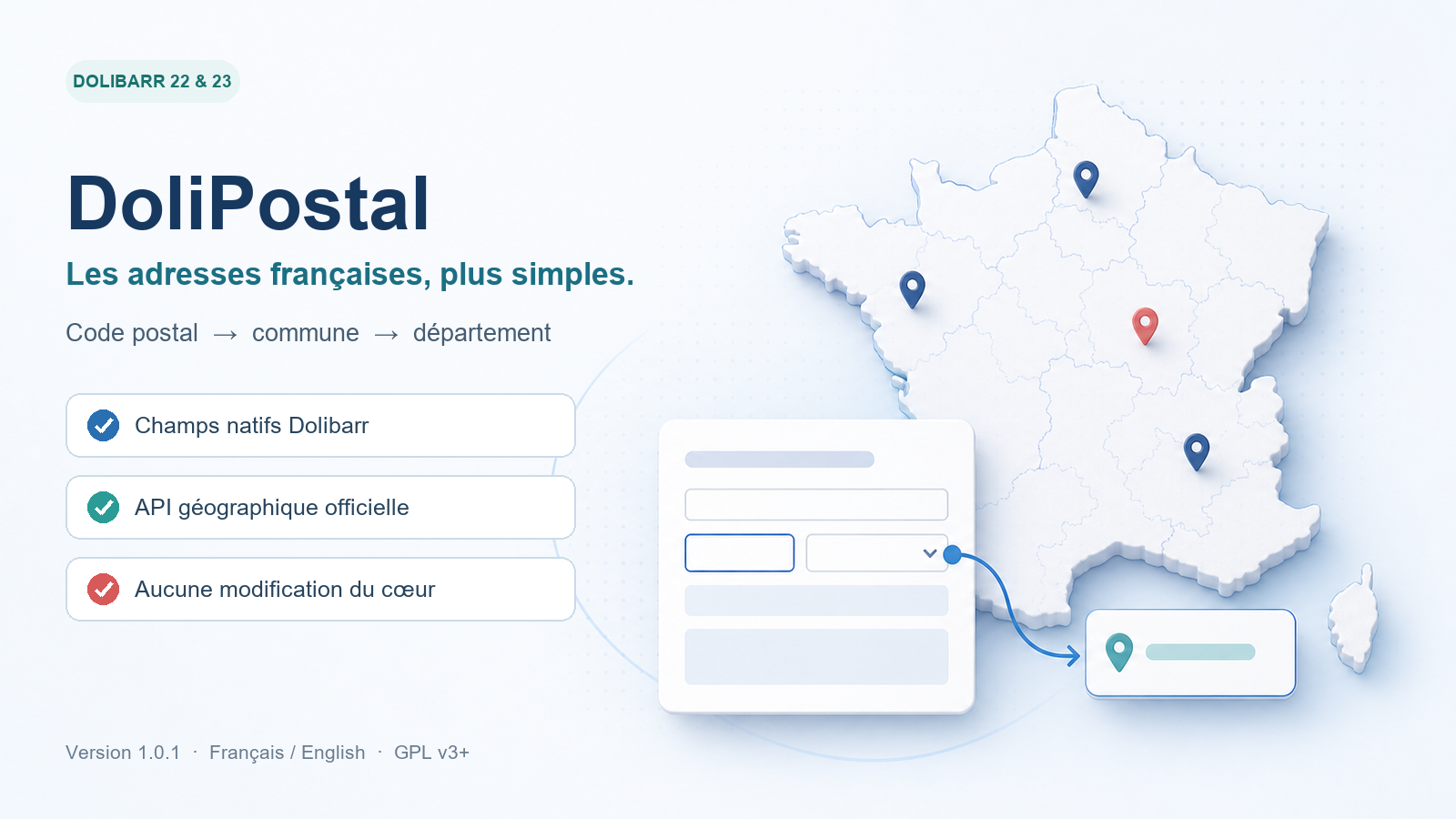 DoliPostal — French postal-code assistance