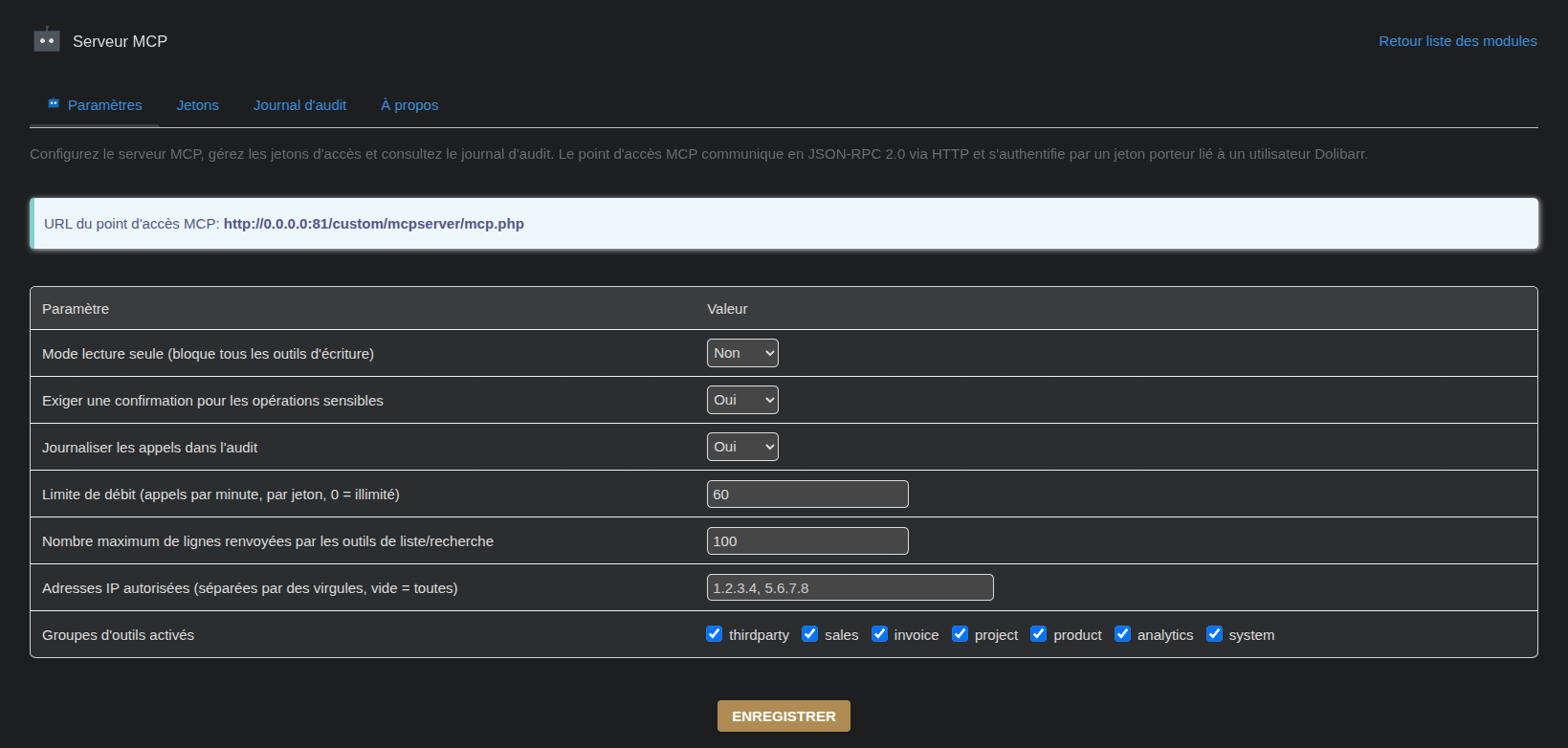 MCP Server — AI-powered Dolibarr