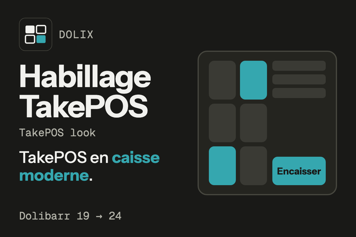 Dolix Caisse – Aspetto di TakePOS: cassa moderna e temi per settore