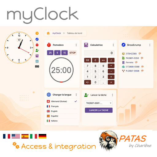 myClock : Time, Breadcrump, Pomodoro and Calculator