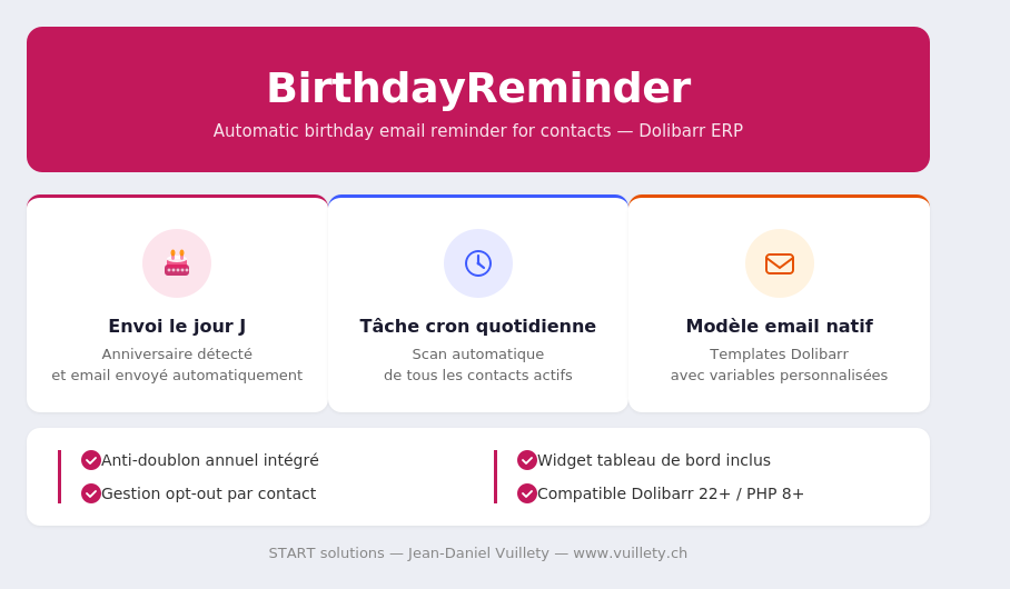 Rappel automatique d'anniversaire des contacts